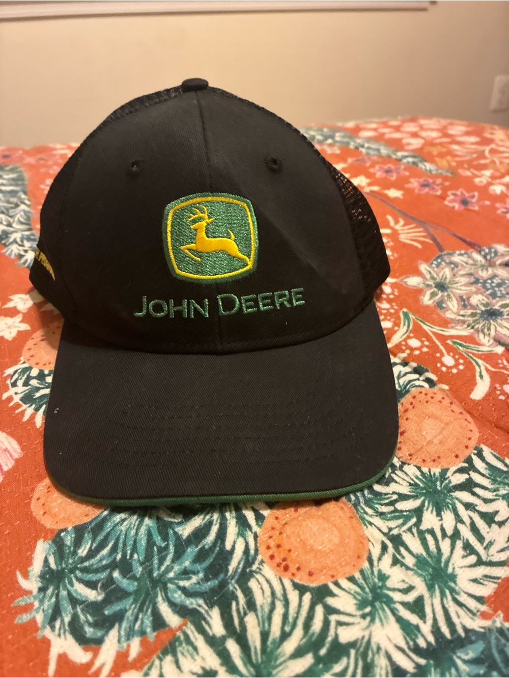 John Deere Black Cap with Green and Yellow Logo